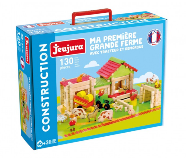 Jeujura 8235 ma première grande ferme avec tracteur et remorque 130 pièces jouets en bois jeux reves et jouets thonon les bains haute savoie chablais leman