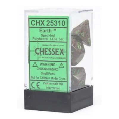 Chessex set de 7 dés GRANITE - EARTH Noir-Vert-2