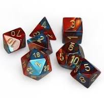 Chessex set de 7 dés Gemini rouge sarcelle or