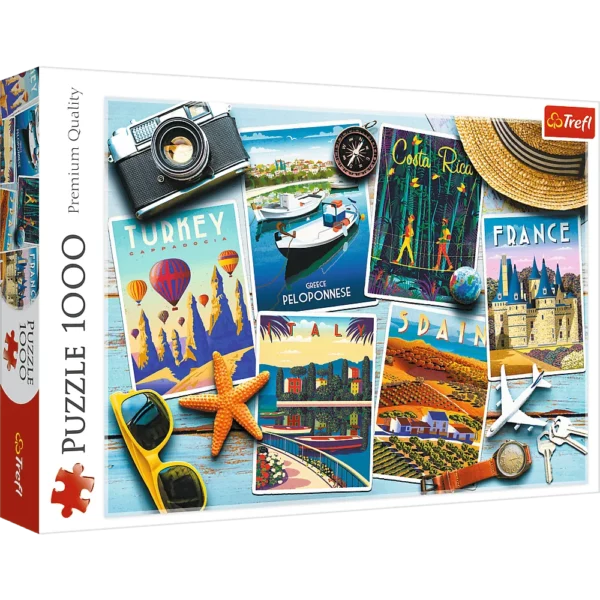 Puzzle 1000 pièces - Cartes postales de vacances - Trefl