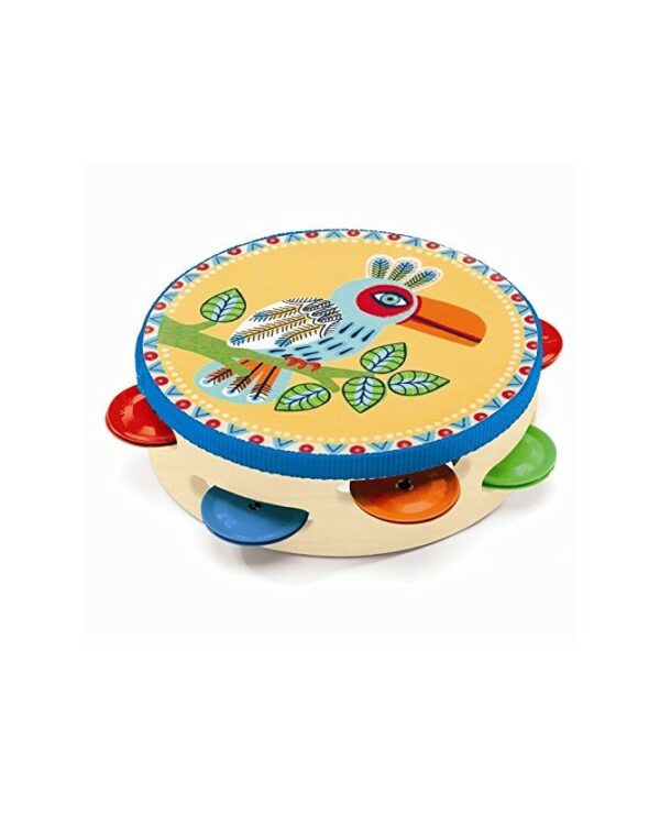 Dimensions du tambourin : 14,5 x 4,5 cm tambourin-animambo-djeco