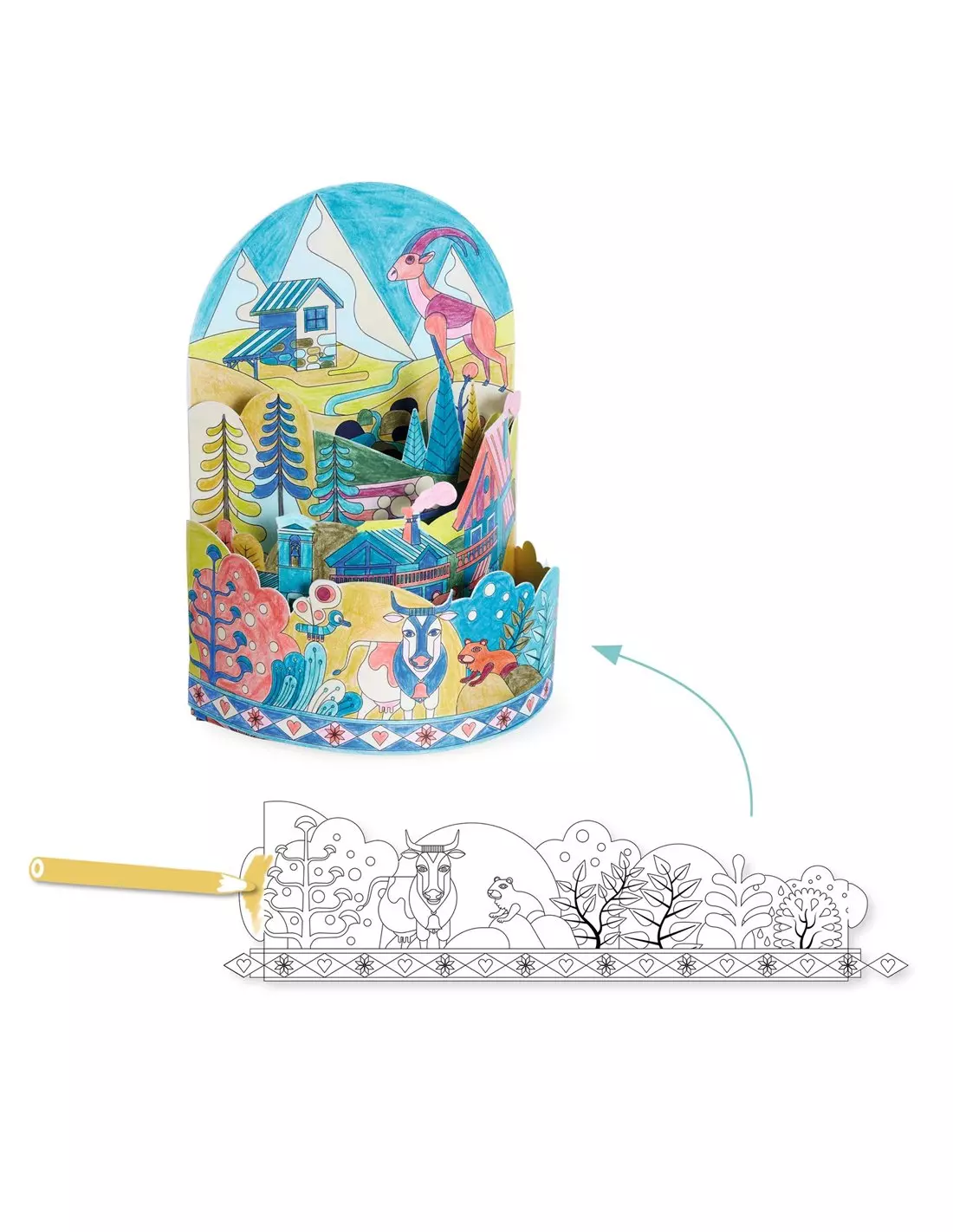 coloriage-diorama-montagne