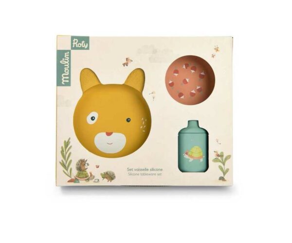 set-vaisselle-silicone-trois-petits-lapins-moulin-roty -jeux-reves-et-jouets
