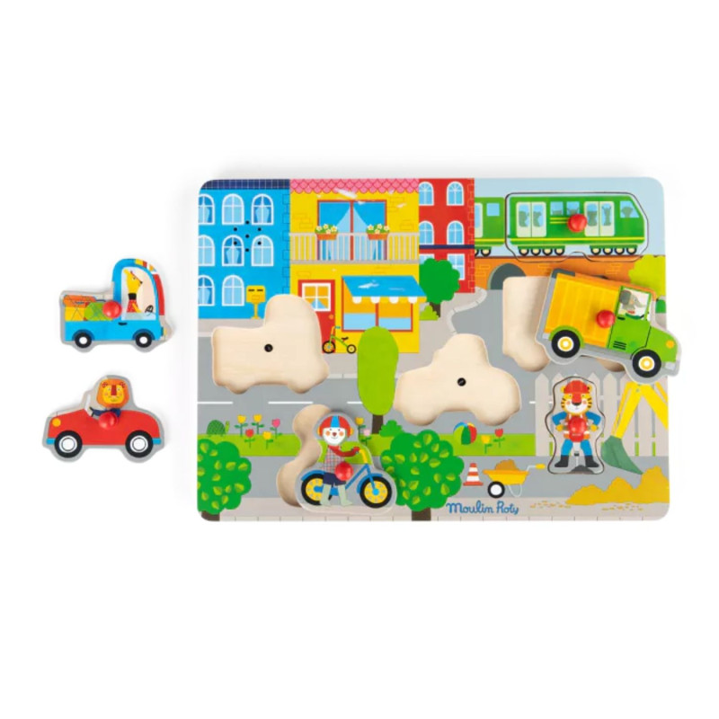 Puzzle sonore ville en bois - Les Popipop - Moulin Roty