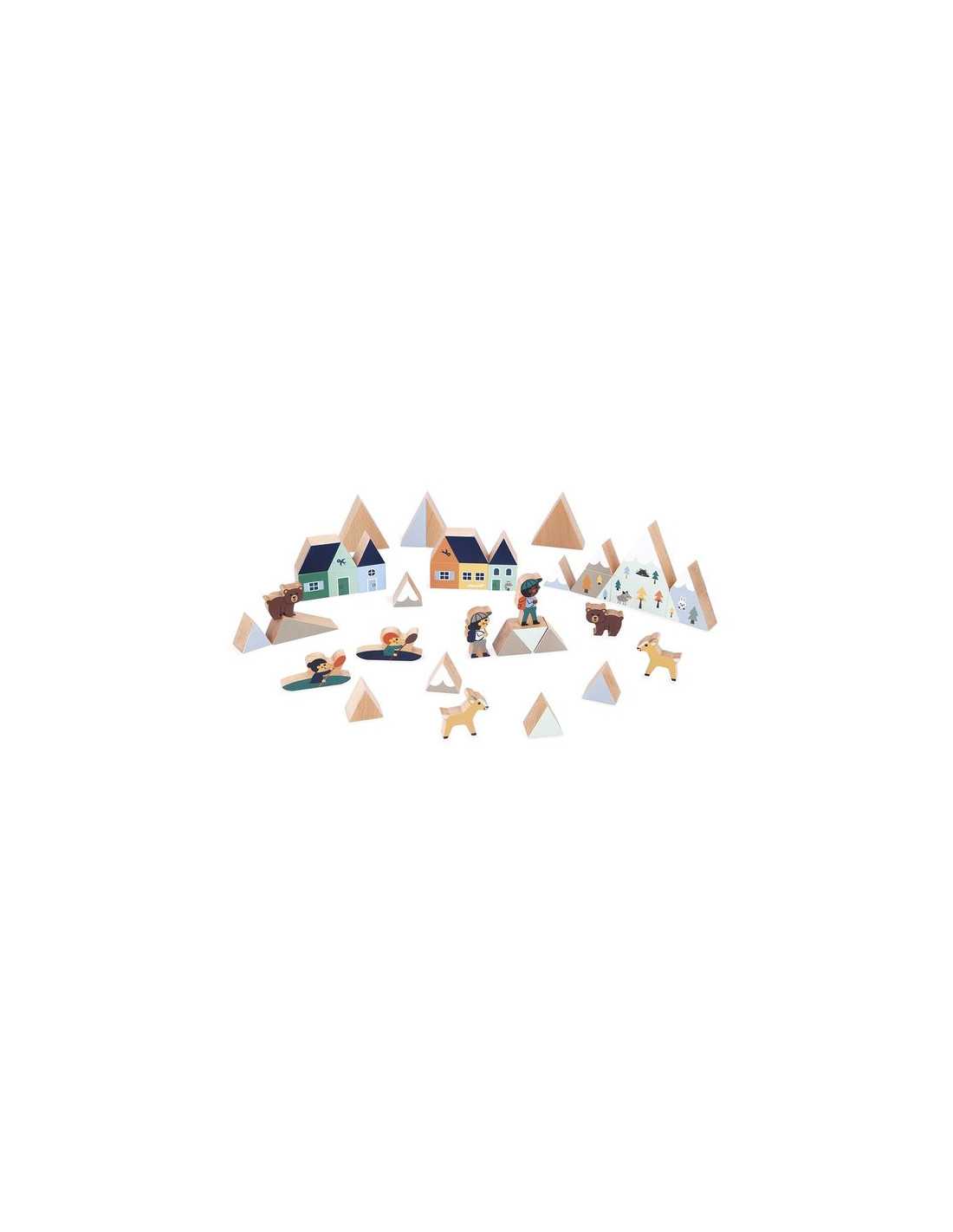 Set de 35 cubes en bois - Vallée blanche - Cross Roads - Janod