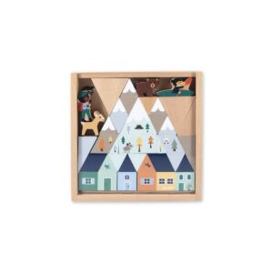 Set de 35 cubes en bois - Vallée blanche - Cross Roads - Janod