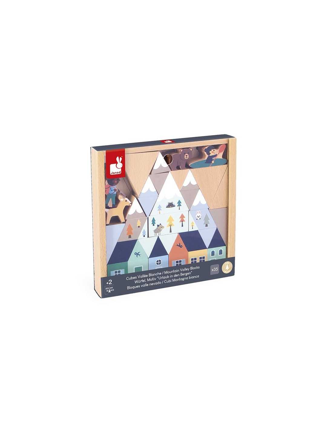 Set de 35 cubes en bois - Vallée blanche - Cross Roads - Janod