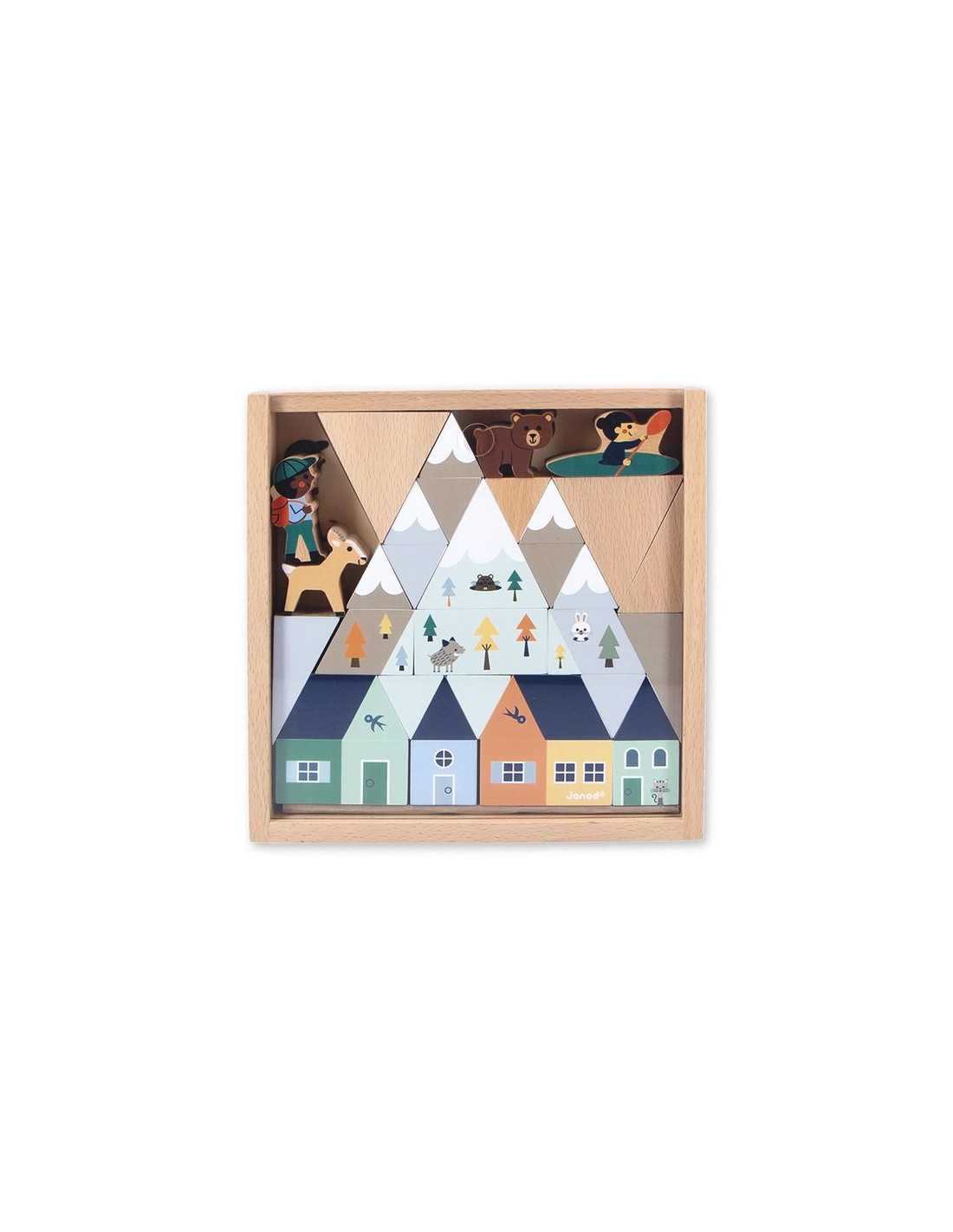Set de 35 cubes en bois - Vallée blanche - Cross Roads - Janod