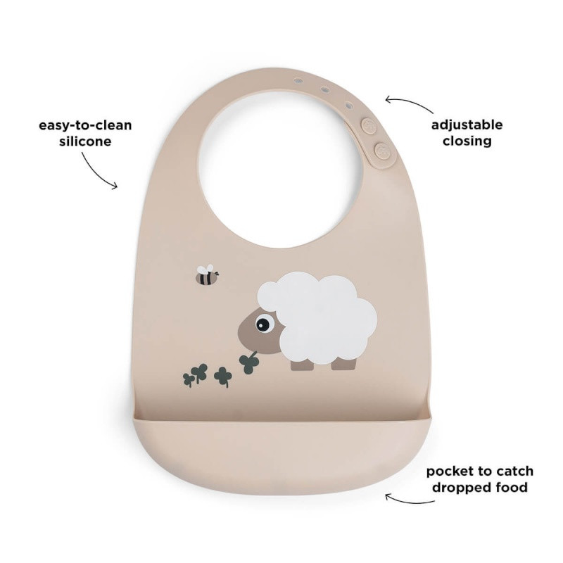 bavoir silicone - sheepy - sable- Done by Deer