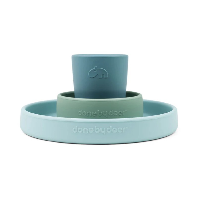 Silicone dinner set Happy clouds Blue - Done by Deer