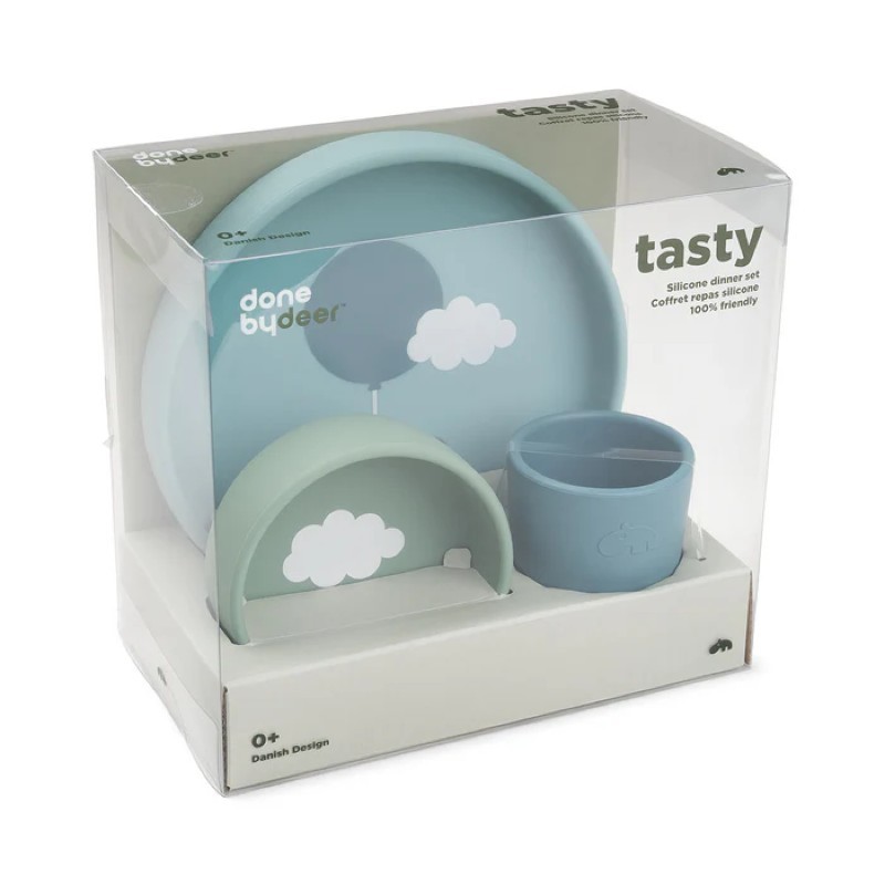 Silicone dinner set Happy clouds Blue - Done by Deer