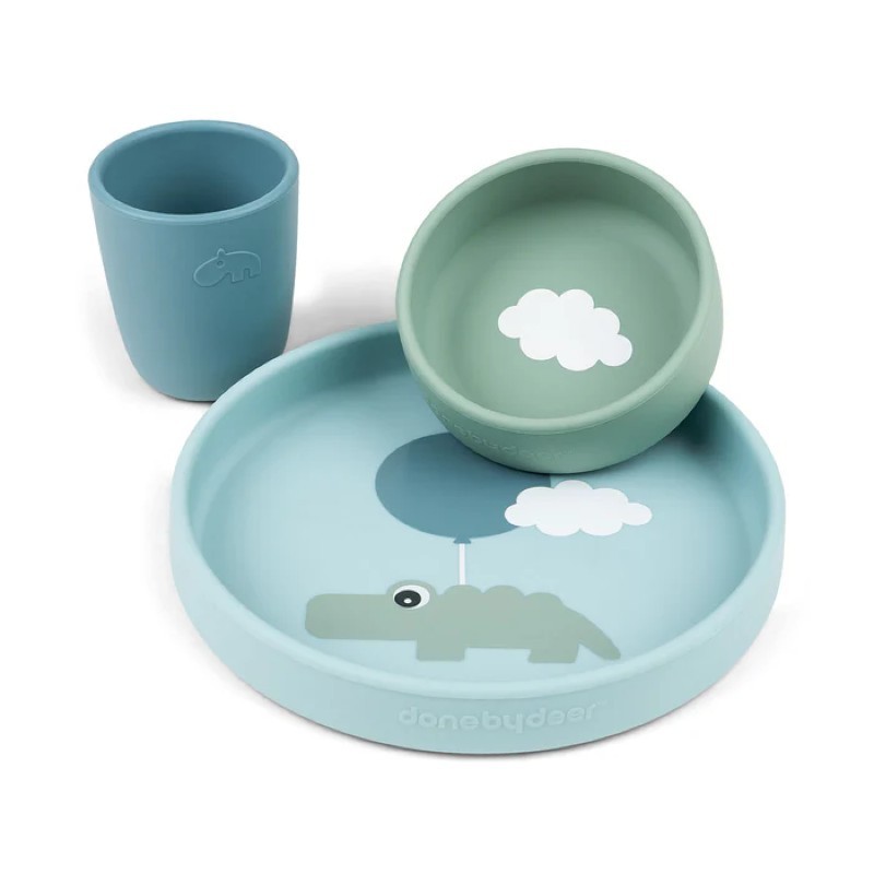 Silicone dinner set Happy clouds Blue - Done by Deer