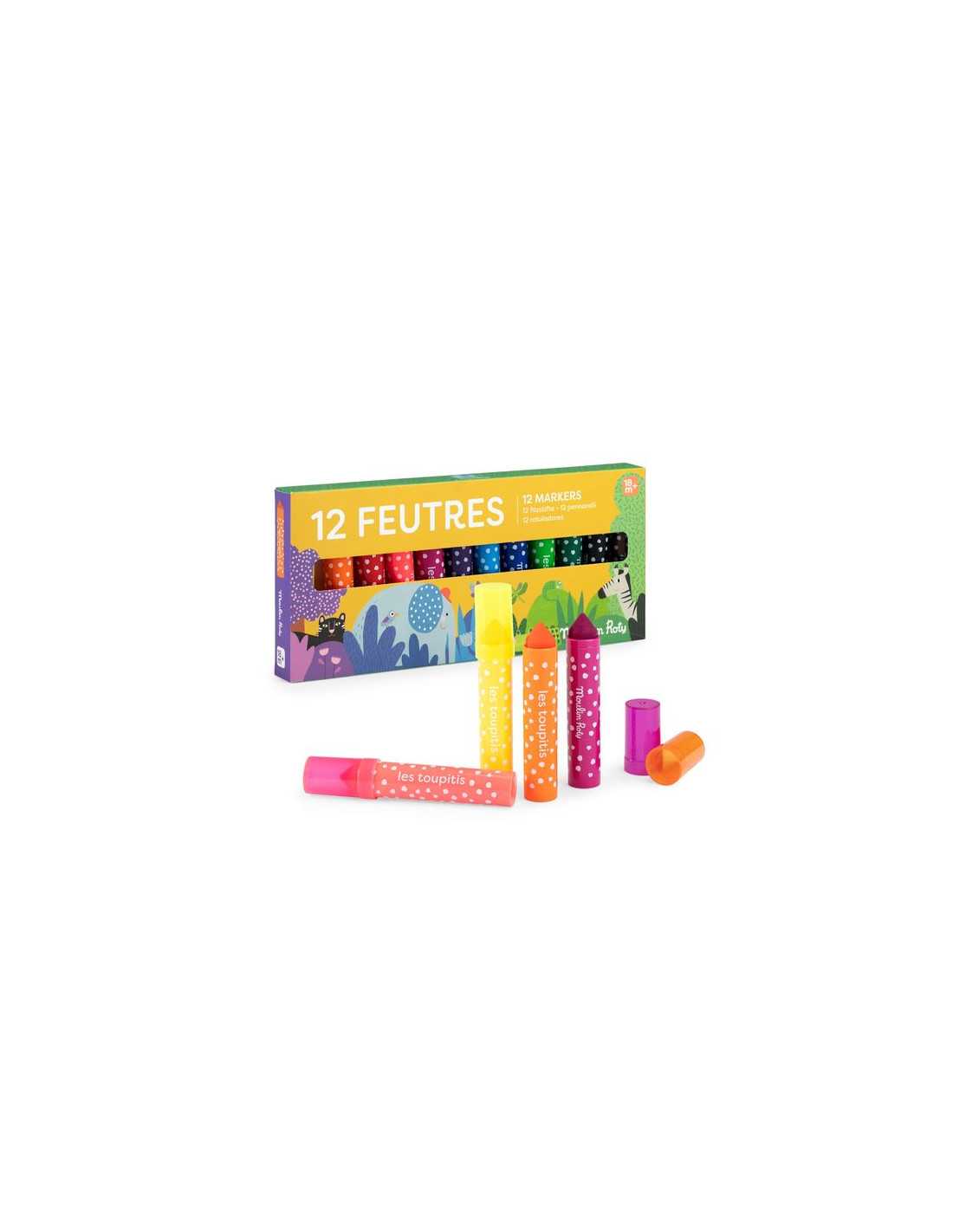 12 gros feutres pointes coniques - Les Toupitis - Moulin Roty