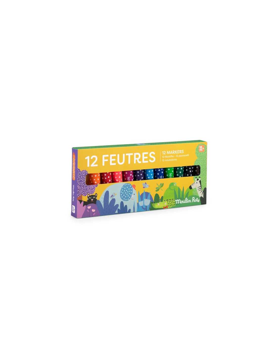 12 gros feutres pointes coniques - Les Toupitis - Moulin Roty