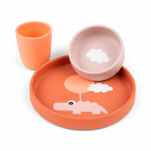 Silicone dinner set Happy clouds orange - Done by Deer