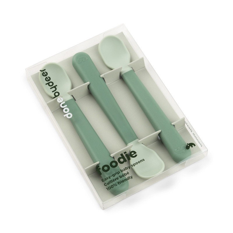 foodie cuillère bébé easy-grip lot de 3 - vert - Done by Deer