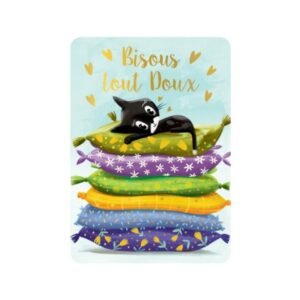 CARTE POSTALE BISOUS TOUT DOUX + ENVELOPPE