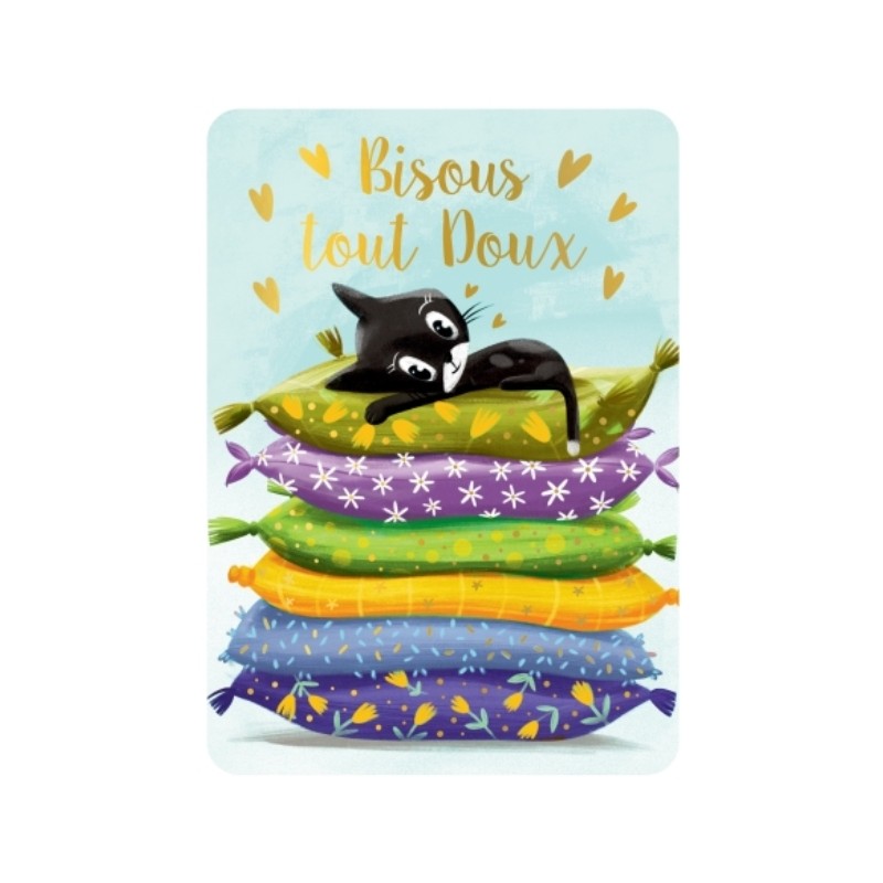 CARTE POSTALE BISOUS TOUT DOUX + ENVELOPPE