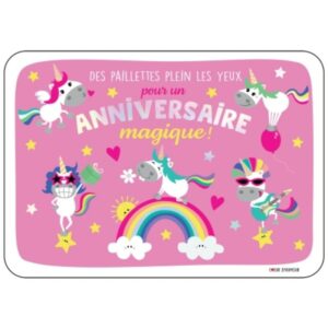 CARTE POSTALE MAGIQUE LICORNES + ENVELOPPE