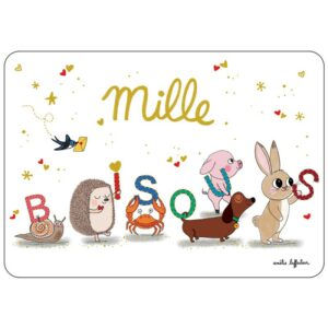 CARTE POSTALE MILLE BISOUS + ENVELOPPE