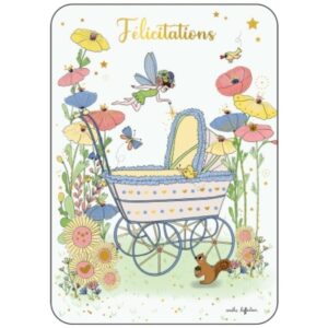 CARTE POSTALE FELICITATIONS NAISSANCE + ENVELOPPE