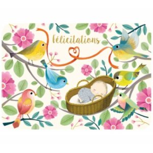 CARTE POSTALE FELICITATIONS NAISSANCE + ENVELOPPE