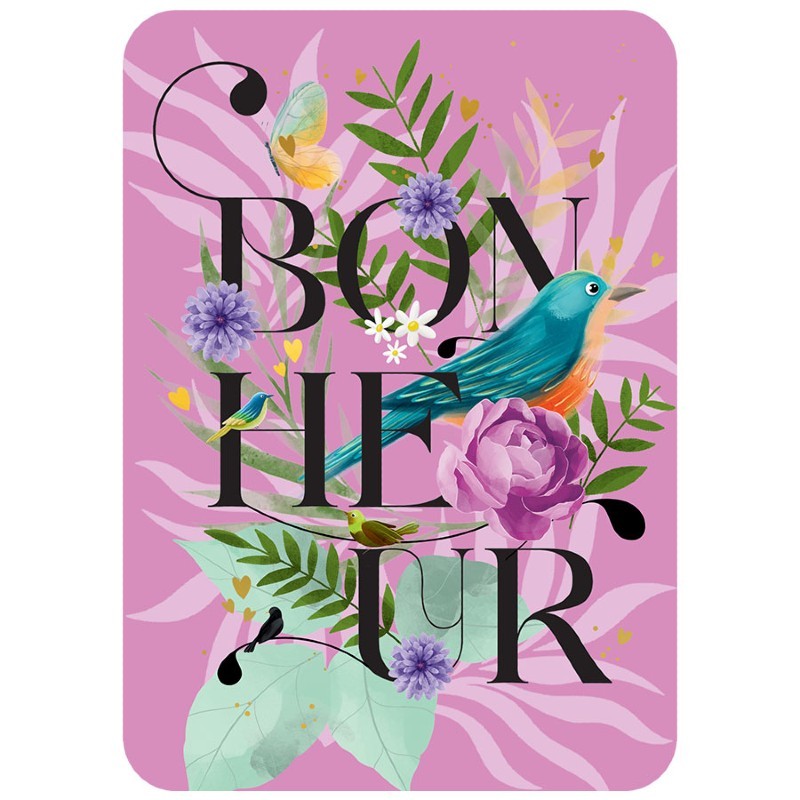 CARTE POSTALE BONHEUR + ENVELOPPE
