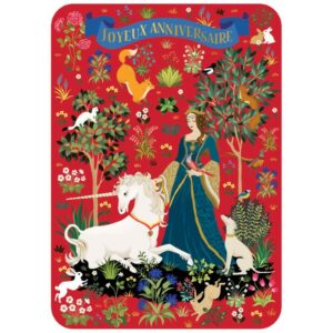 CARTE POSTALE LE JARDIN DES LICORNES + ENVELOPPE