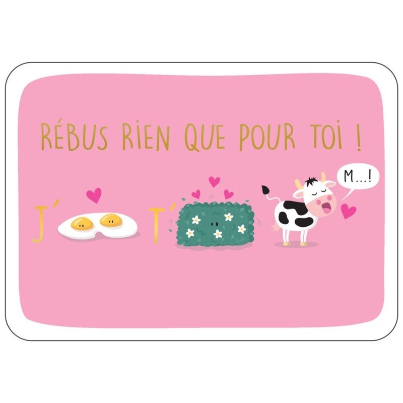CARTE POSTALE RÉBUS JE T'AIME + ENVELOPPE