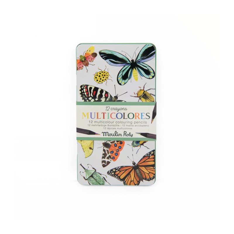 12 crayons de couleur multicolores - Tout autour du monde - Moulin Roty