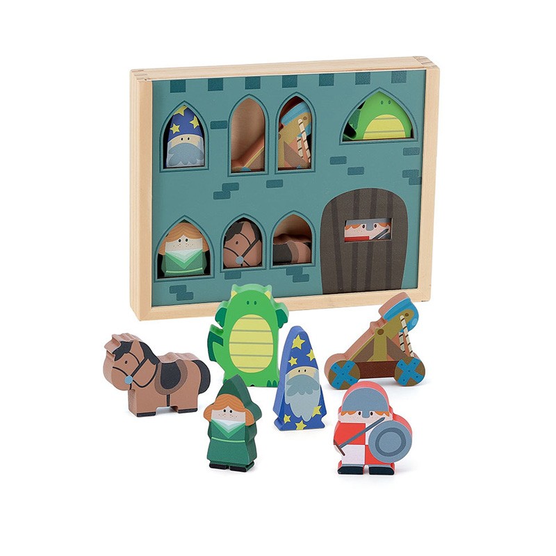 Set de 6 figurines en bois, Château fort - Vilac