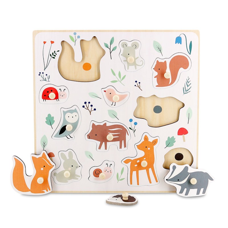 Encastrement boutons bois Animaux du monde - Sarah Betz - Vilac