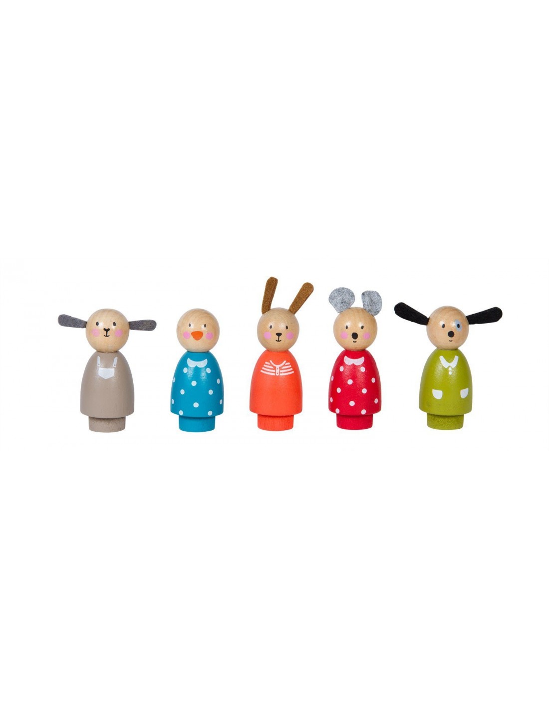 SET DE 5 PERSONNAGES EN BOIS LA GRANDE FAMILLE - Moulin roty