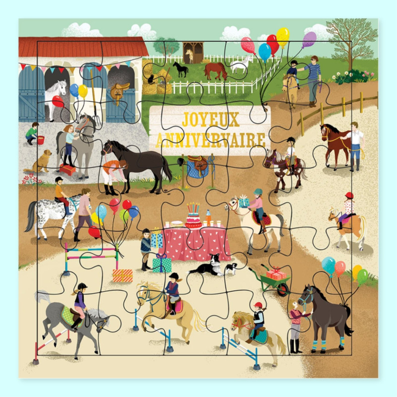CARTE PUZZLE CHEVAUX