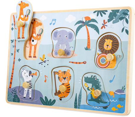 Puzzle sonore Jungle musicale Ulysse : six animaux musiciens