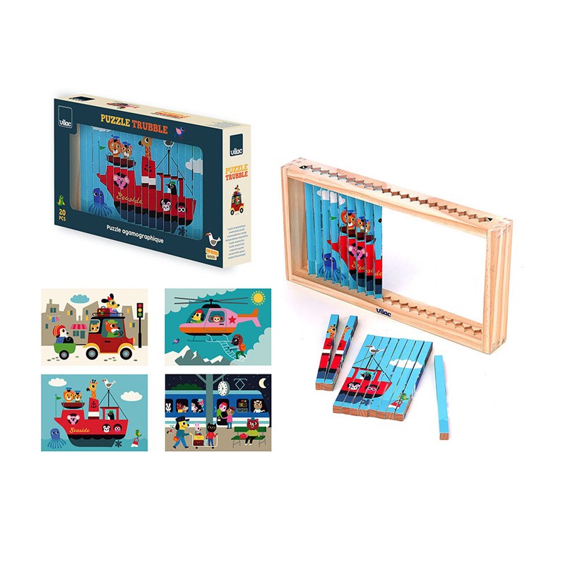 Coffret de 4 puzzles, les transports - Ingela P.Arrhenius - Vilac