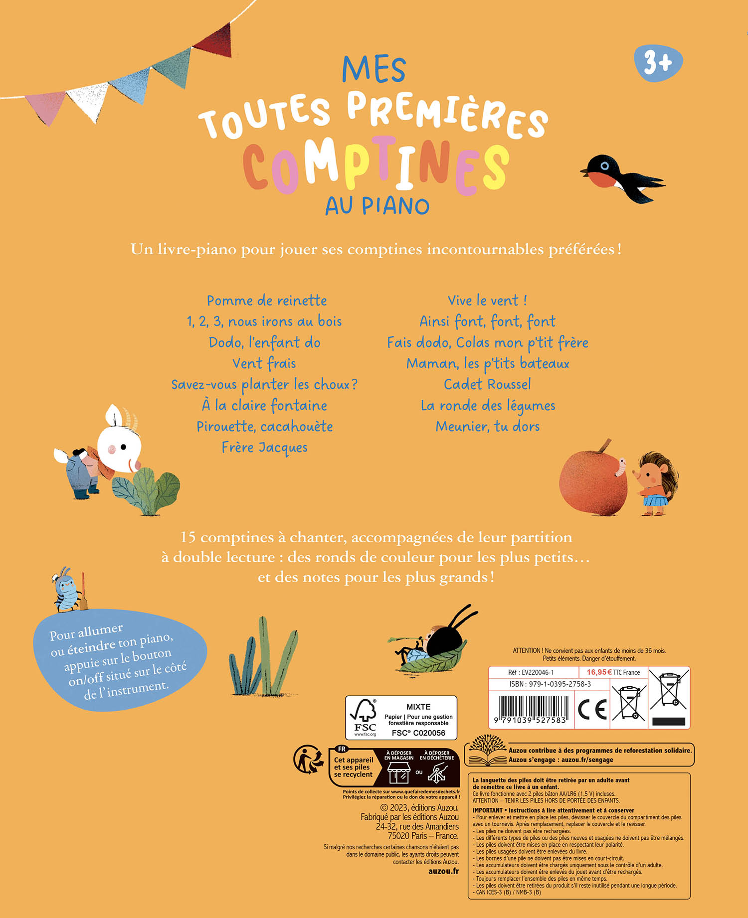 Mon livre piano - Mes toutes premières comptines - Auzou