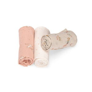 Set de 3 langes imprimés (rose/crème/fleurs) - La petite école de danse - Moulin Roty