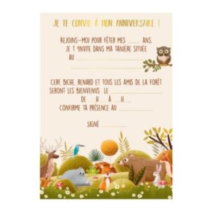 CARTES INVITATIONS ANIMAUX DE LA FORET