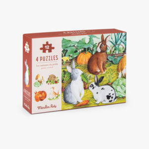 4 mini puzzles des animaux - Le jardin du moulin - Moulin Roty