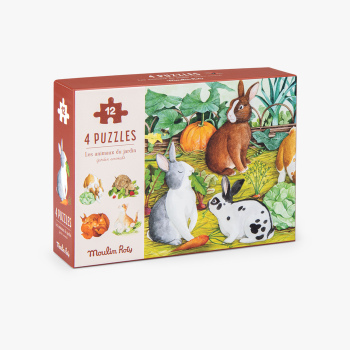 4 mini puzzles des animaux - Le jardin du moulin - Moulin Roty