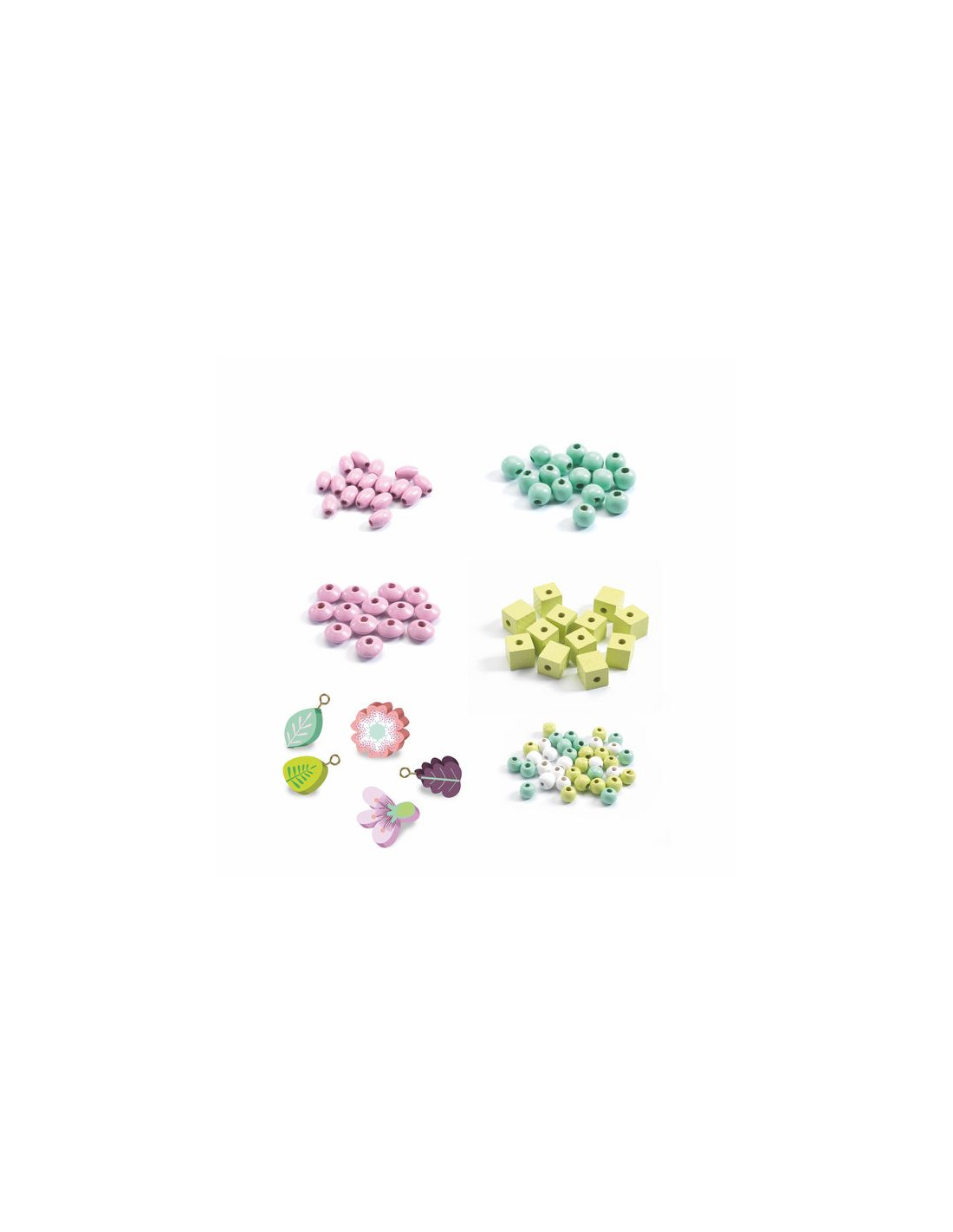 Perles bois feuilles et fleurs - Djeco