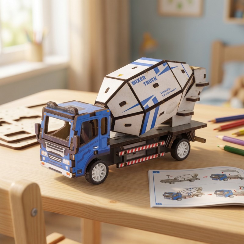 MAQUETTE EN BOIS : CAMION TOUPIE (RÉTRO FRICTION) - Ulysse