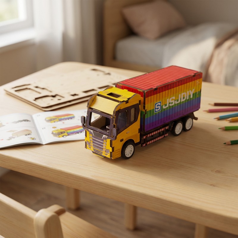 MAQUETTE EN BOIS : CAMION PORTEUR (RÉTRO FRICTION) - Ulysse