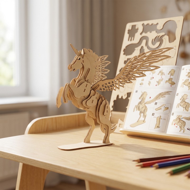 MAQUETTE EN BOIS : LICORNE MYTHIQUE (RÉTRO FRICTION) - Ulysse