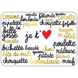 CARTE POSTALE JE T'AIME POULETTE + ENVELOPPE