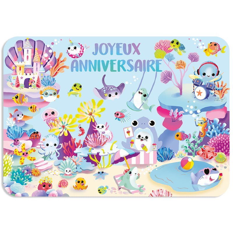 CARTE POSTALE JOYEUX ANNIVERSAIRE + ENVELOPPE