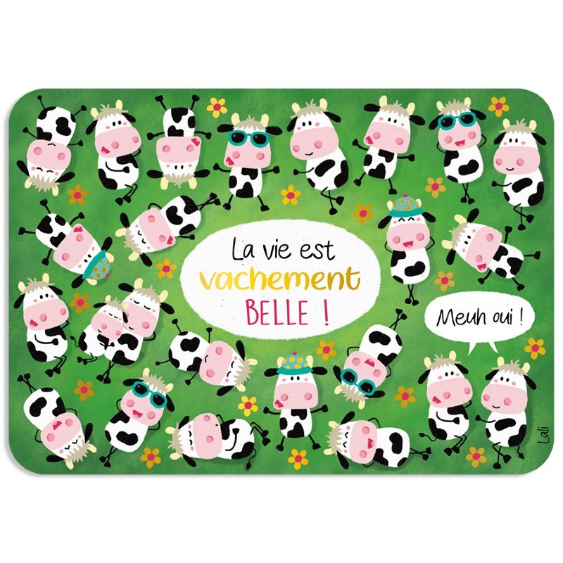 CARTE POSTALE LA VIE EST VACHEMENT BELLE + ENVELOPPE