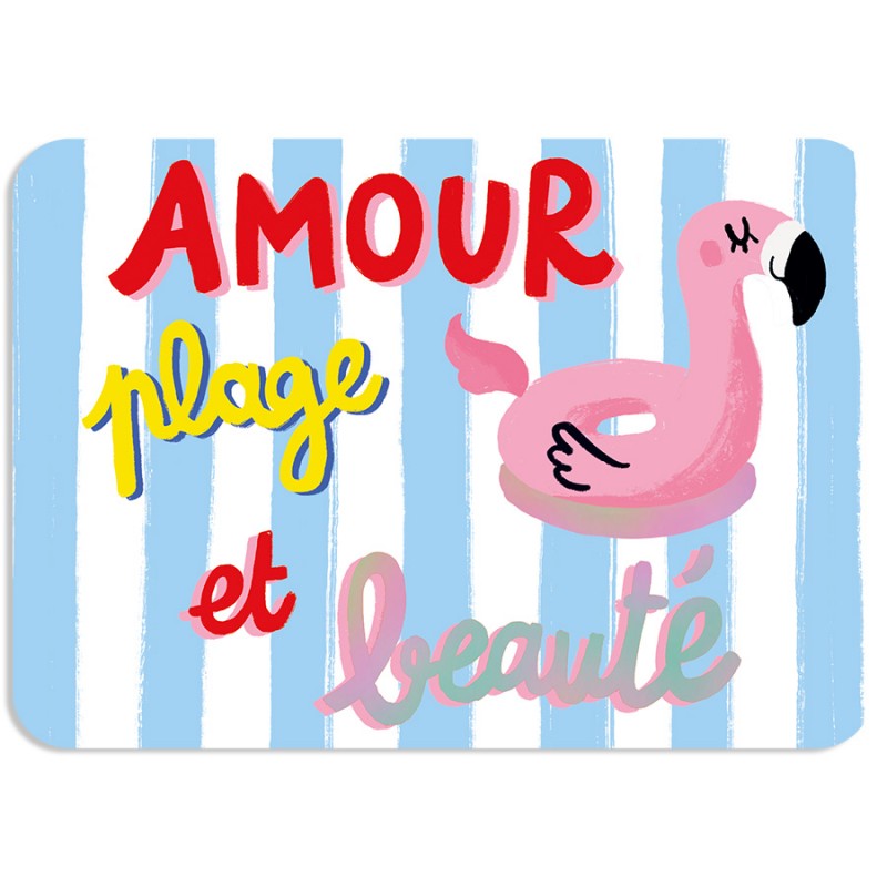 CARTE POSTALE AMOUR PLAGE ET BEAUTE + ENVELOPPE