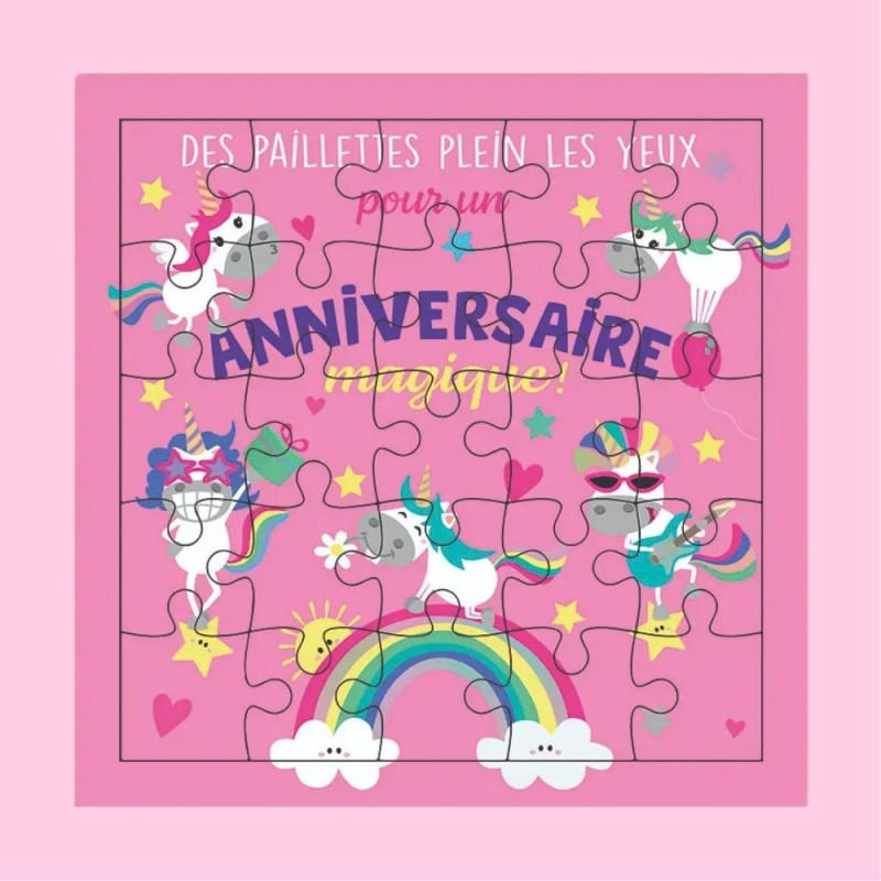 CARTE PUZZLE JOYEUX ANNIVERSAIRE LICORNE